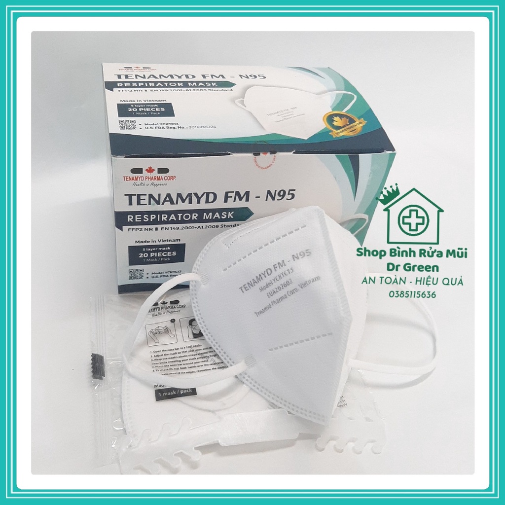Date 12/2024 Khẩu trang N95 Tenamyd FM Khẩu trang 5 lớp kháng khuẩn - Chứng nhận FDA