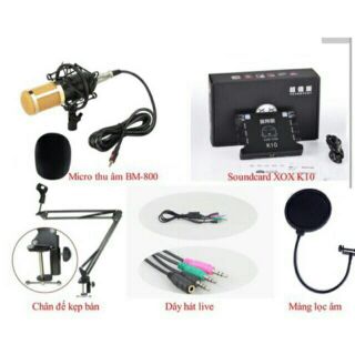 Combo sound card thu âm,karaoke,  LIVESTREAM ONLINE X0X. CHÂN KẸP BÀN. MÀNG LỌC MIC