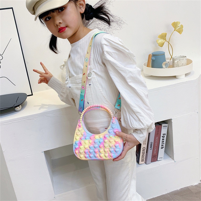 Túi xách trẻ em cho bé gái, túi đeo chéo cho bé pop it silicon, túi xách mini cho bé