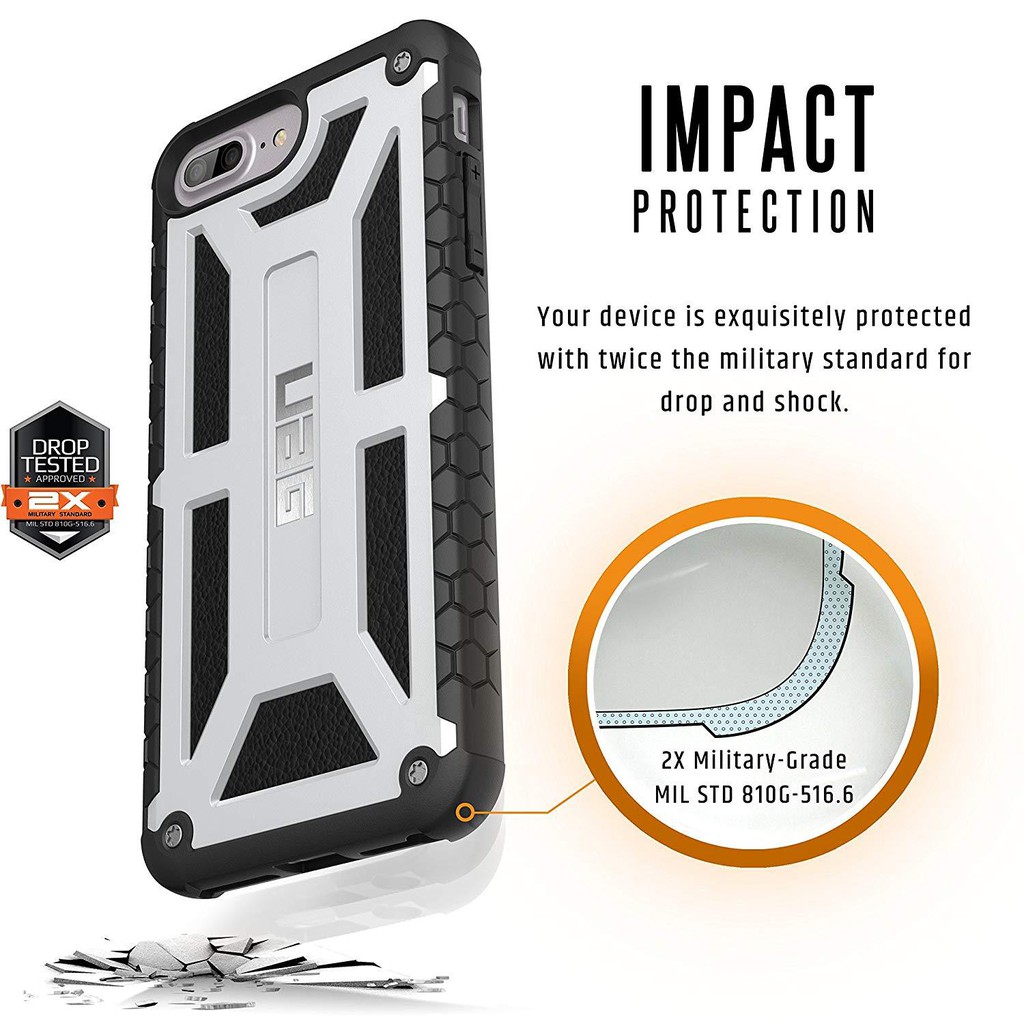 UAG Monarch Series Apple Ốp lưng iphone 8 / Ốp lưng iphone 7 / Ốp lưng iphone 6/6s  Ốp lưng iphone 8 Plus / Ốp lưng iphone 7 Plus / Ốp lưng iphone 6/6s Plus - Silver