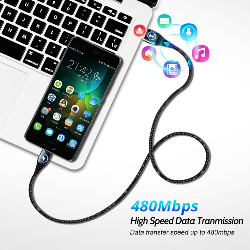 Cáp Sạc Nhanh FONKEN 5A Bằng Hợp Kim Kẽm Dây Nylon Bện Đầu Usb Type C Dài 1m