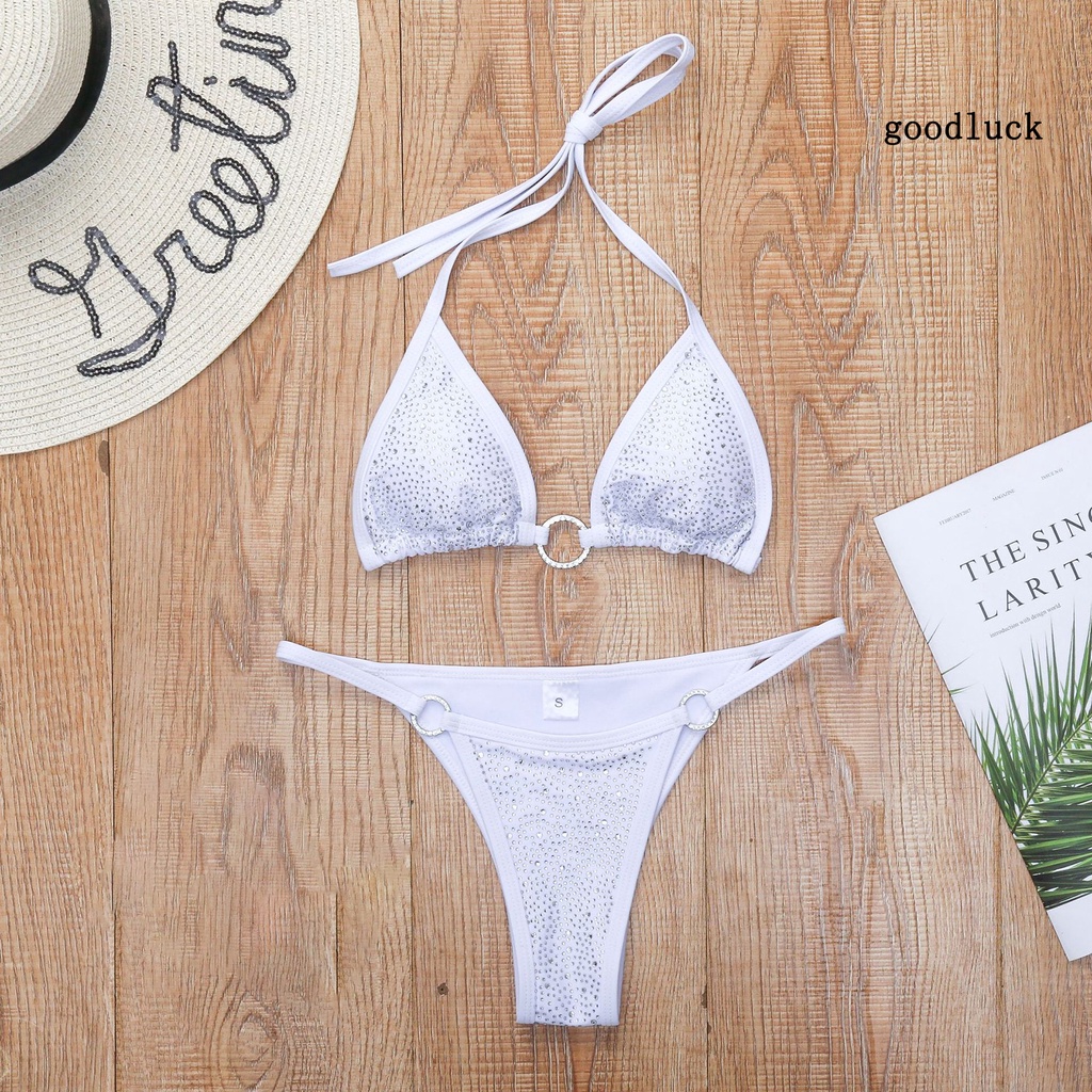 Bộ Bikini 2 Mảnh Hở Lưng Đính Đá Thời Trang Mùa Hè Cho Nữ