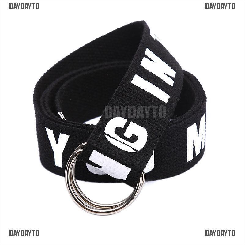 Thắt lưng vải canvas phối vòng chữ D đôi phong cách Harajuku thời trang cho nam và nữ