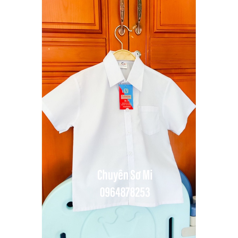 Combo 5 áo sơ mi trắng học sinh nam tay ngắn size S, M, L, XL (38-45kg)