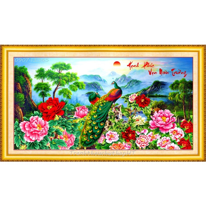 Tranh đính đá hạnh phúc vạn niên trường 120*62cm VS233 - tự đính
