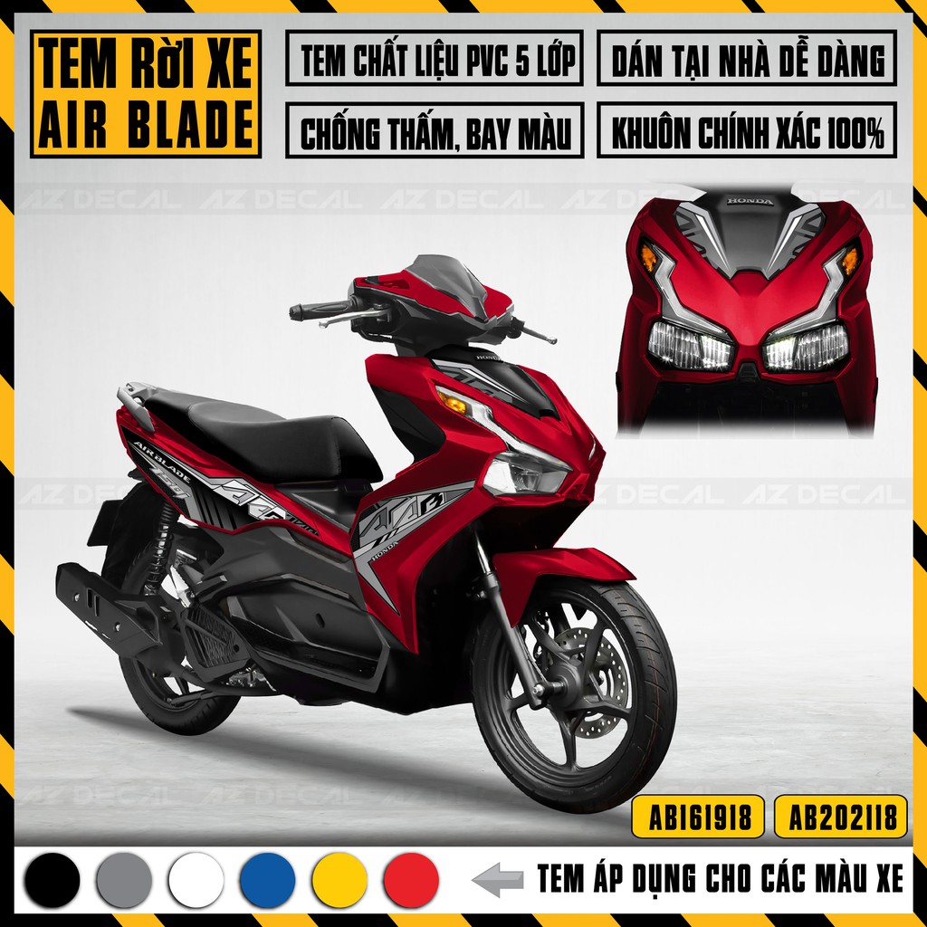 Tem Rời Xe Airblade mẫu 150i | AB18 | Chất Liệu Decal PVC Cao Cấp Chống Nước, Chống Bay Màu, Dễ Dán