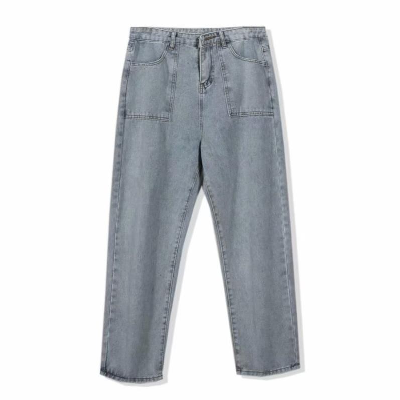 Quần jeans ống rộng thẳng chín tấc phong cách Hàn Quốc mùa hè hợp thời trang cho nam  ྆