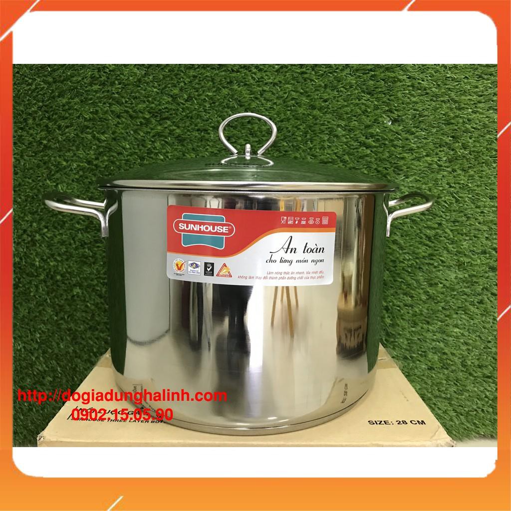 Nồi luộc gà inox 3 đáy SUNHOUSE SH28LG - Có ảnh thật, giá rẻ