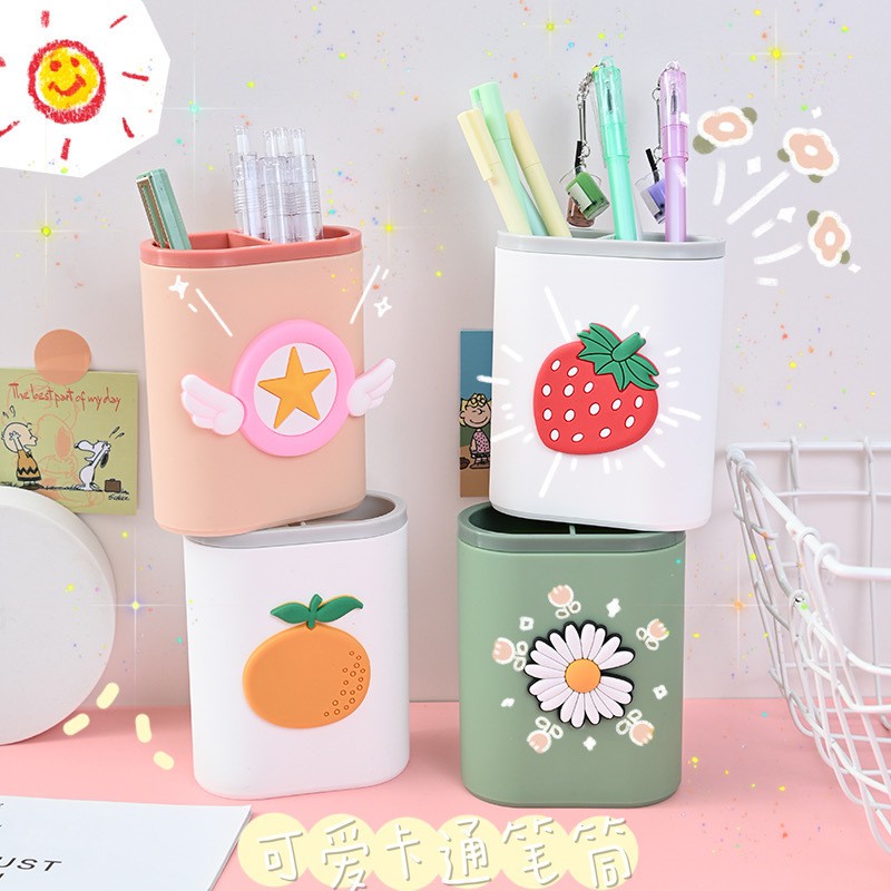 Ống cắm bút 2 ngăn TARO, ống cắm bút đa năng H08 Taro Stationery