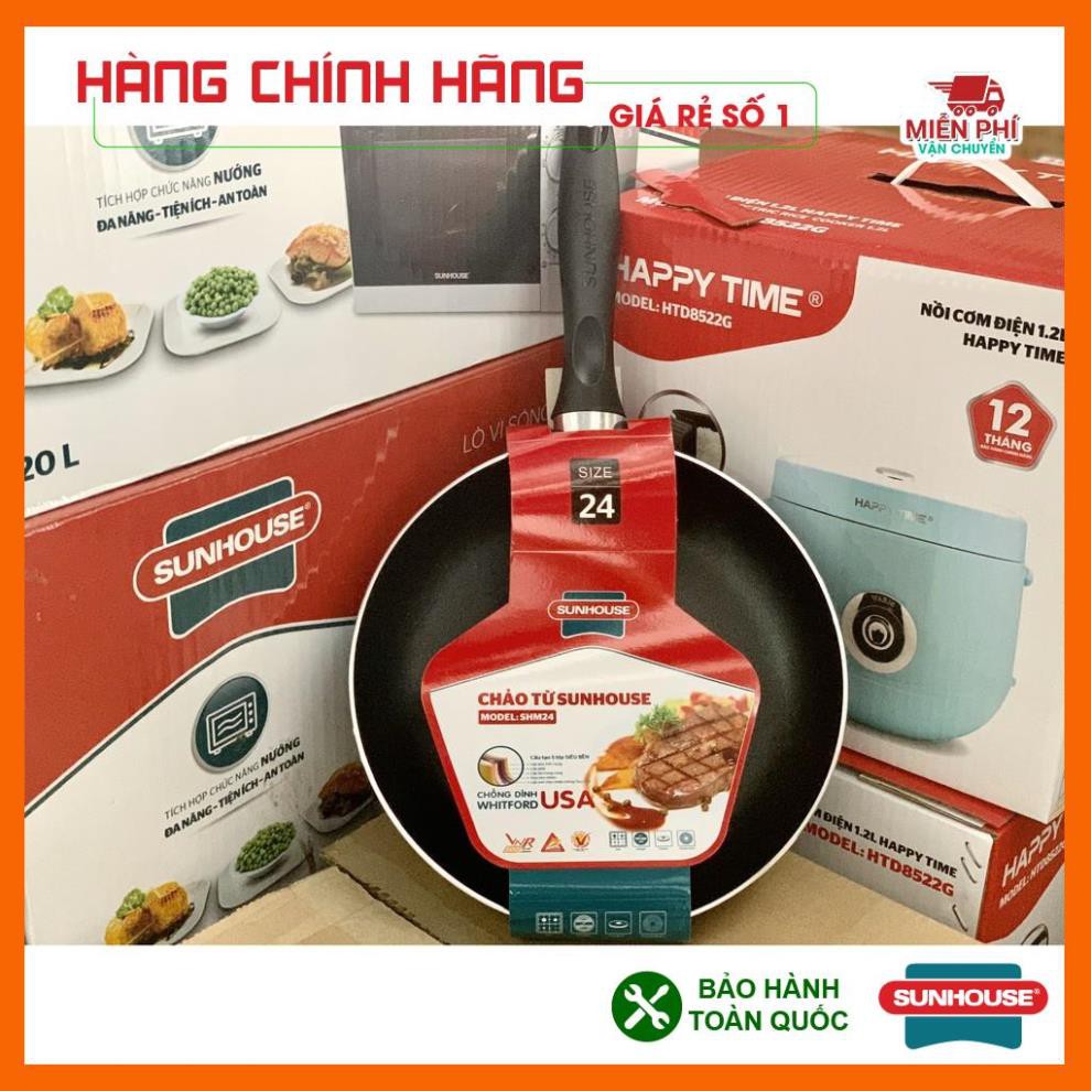 Chảo chống dính bếp từ Sunhouse 24cm, chảo chống dính SUNHOUSE SHM24 phù hợp với mọi loại bếp.