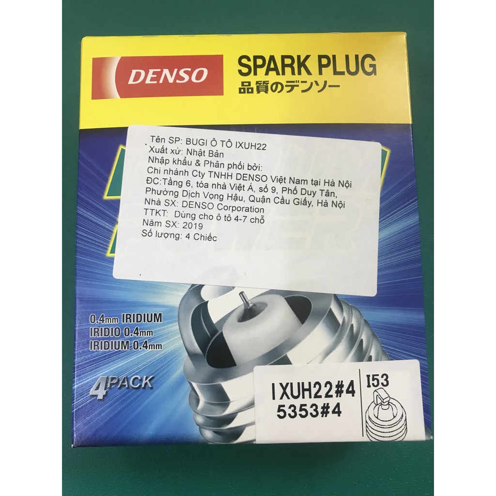 Bugi Denso Idirium Power cao cấp cho xe ô tô Huyndai, Kia mã IXUH22/IXUH22I