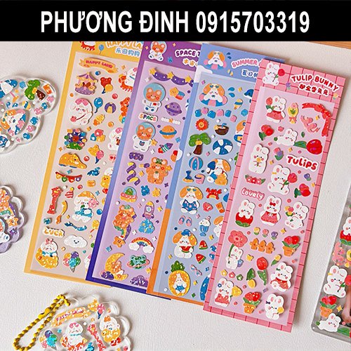 Hình Dán STICKER CUTE Họa Tiết Hoạt Hình Trang Trí