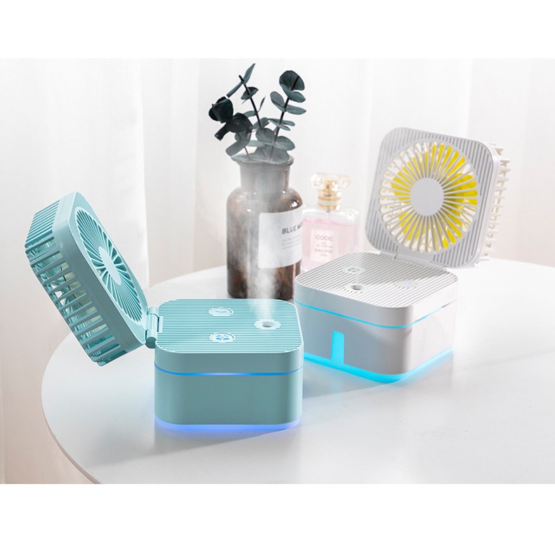 Quạt Mini Phun Sương Để Bàn Gấp Gọn Magic Cube 3 Chế Độ Mát, Kiêm Đèn Ngủ Siêu Tiện Dụng, Tự Động Tạo Ẩm Trong 3H | BigBuy360 - bigbuy360.vn