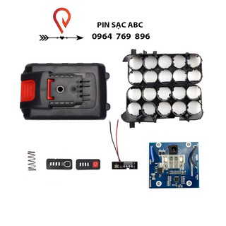 Bộ vỏ mạch pin 2 hàng 10 cell có đèn báo pin dùng cho máy khoan, siết bu lông, cưa kiếm TQ HTC M1 (mạch màu ngẫu nhiên)