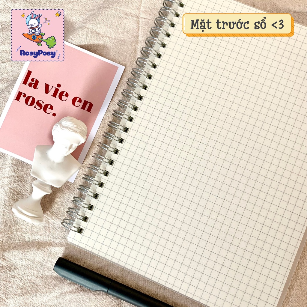 [100% Ảnh Chụp Thật] Sổ Tay Gáy Xoắn Lò Xo Bìa Còng B5/A5/A6 Nhựa Trong Suốt Bullet Journal Chất Giấy Cực Đẹp - RosyPosy