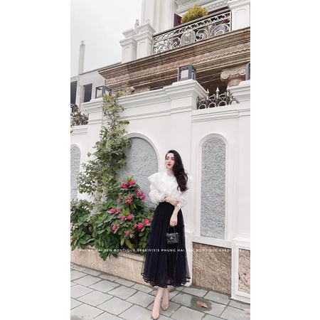 Bán sỉ set áo sơ mi chân váy lưới