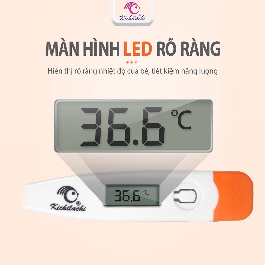 Nhiệt kế điện tử Kichi kèm pin tiện lợi chính xác và an toàn cho bé