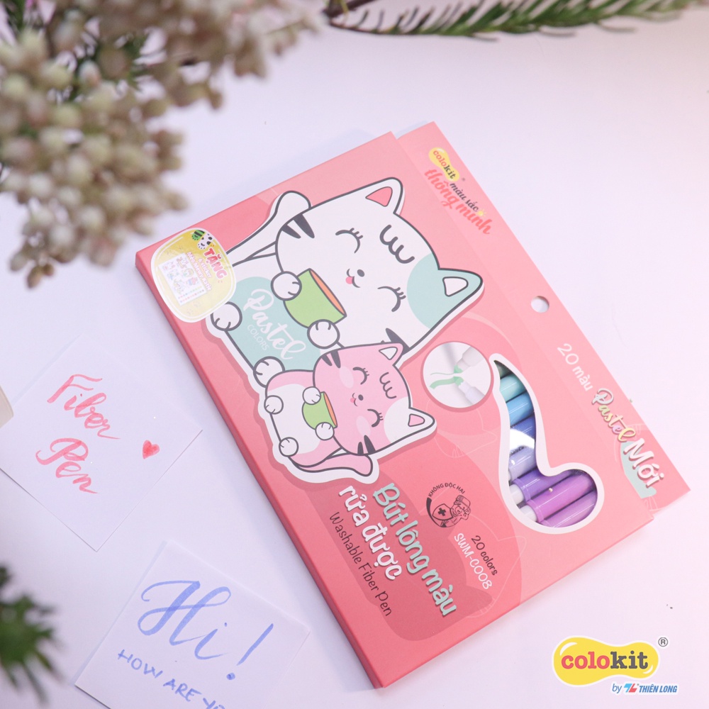 Bút lông màu Pastel Fiber Pen Thiên Long 20 màu Colokit SWM-C008 thích hợp trang trí sổ tay, góc học tập, album, ...
