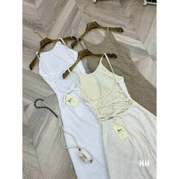 Đầm maxi ôm body đan dây lưng