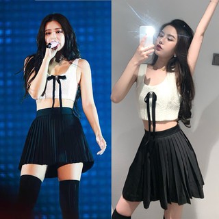 Set kẻ Jennie Blackpink chất liệu cotton cá tính cho nữ chân váy Thời Trang Nữ ulzzang