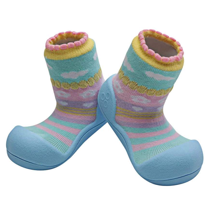 Attipas Attibebe Pink/Sky - Giày tập đi cho bé trai /bé gái từ 3 - 24 tháng nhập Hàn Quốc: đế mềm, êm chân & chống trượt