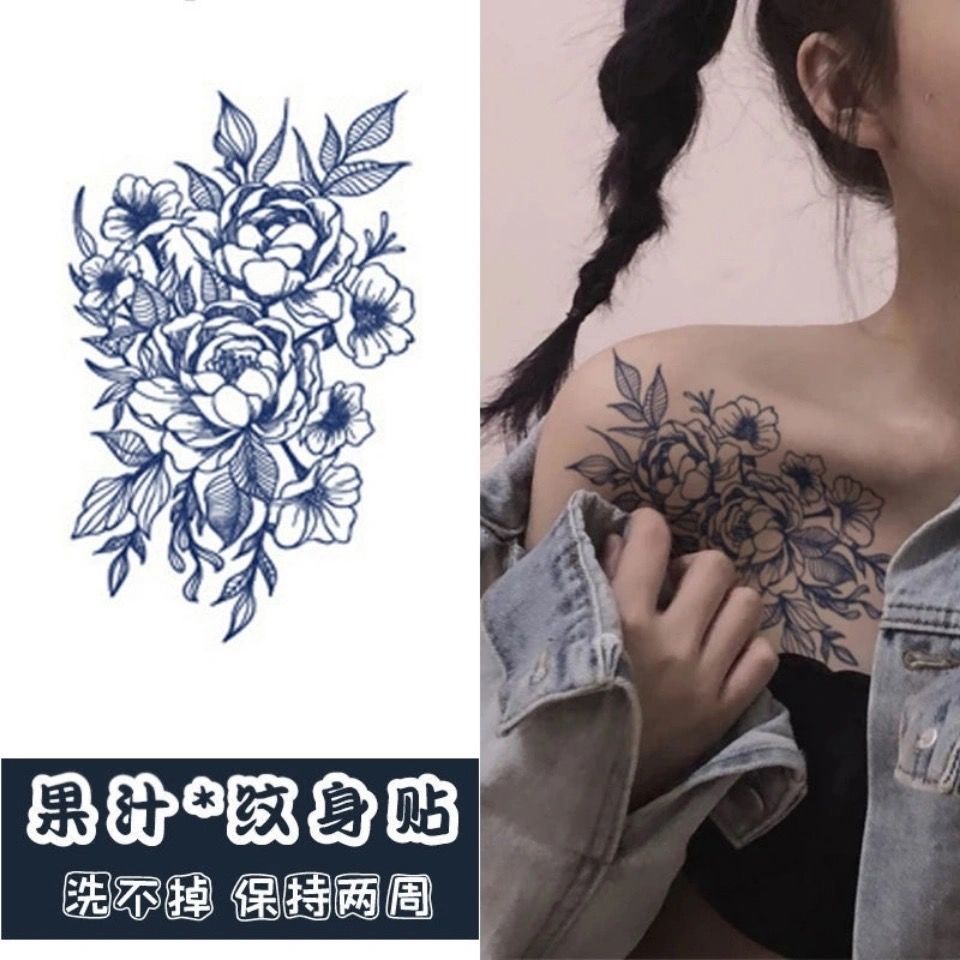 Hình Xăm Dán Cánh Tay / Ngực / Lưng Họa Tiết Hoa Không Phản Quang Chống Thấm Nước Lâu Trôi Cho Nam Và Nữ
