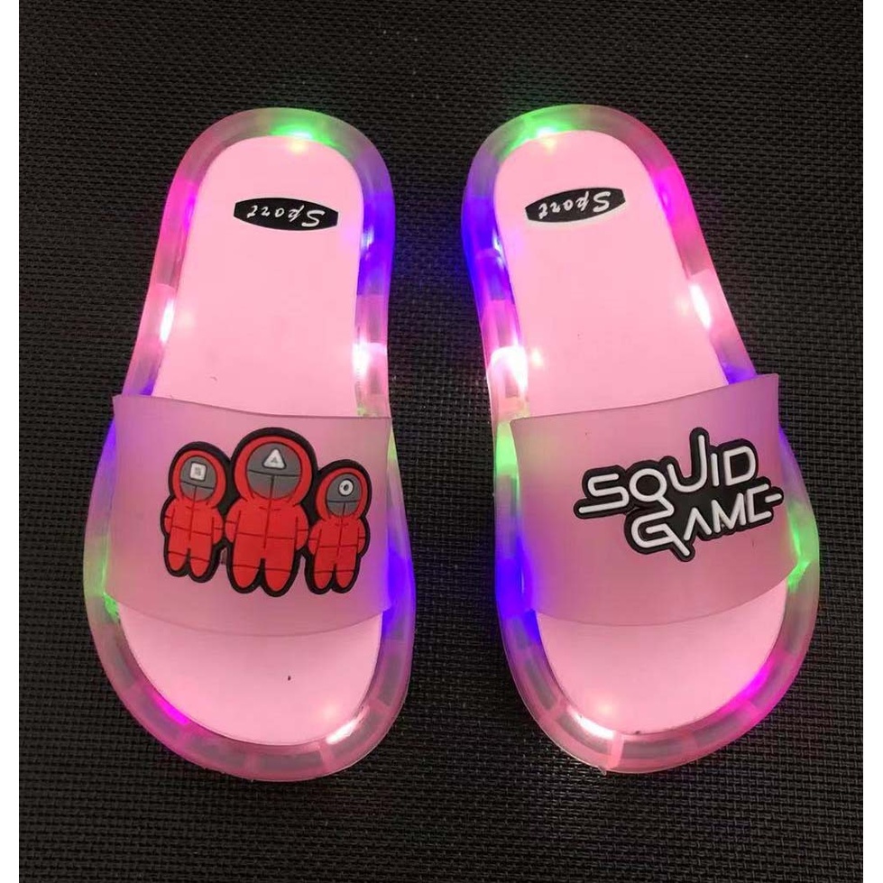 Dép phát sáng cho bé gái bé trai đế mềm size 22-34 - Dép có đèn cho bé hình Unicorn và Squid Game - Dép trẻ em phát sáng
