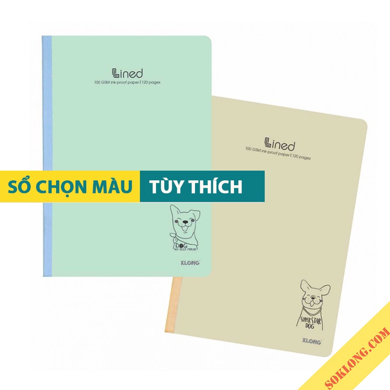 Vở kẻ ngang Klong B5 120 trang Ms 841 [Chọn Màu] Lined may dán gáy, sổ KLong bìa dễ thương