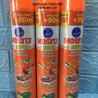 Xịt Muỗi Mosfly côn trùng 600ml hương chanh - màu cam