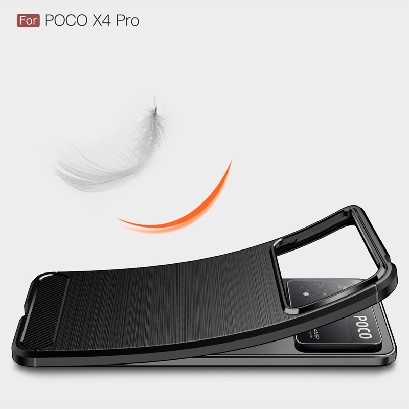 Ốp Điện Thoại Silicon Mềm Phối Sợi Carbon Chống Sốc Siêu Bền Cho Xiaomi Poco X4 Pro M4 Pro 5G