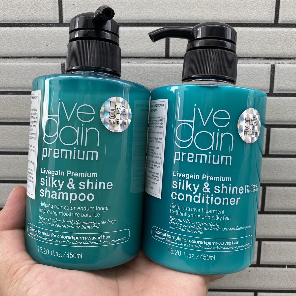 Kem xả hấp giữ màu nước hoa Silky &amp; Shine Conditioner Livegain 450ml