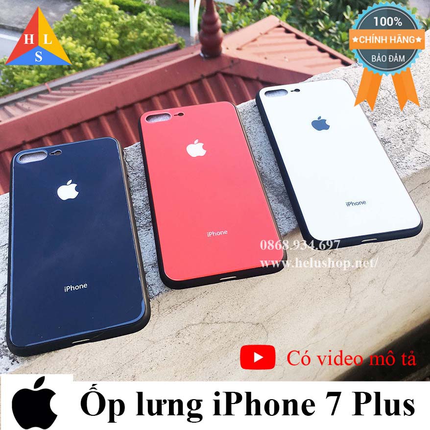 Ốp lưng iPhone 7 Plus mặt kính cường lực viền dẻo