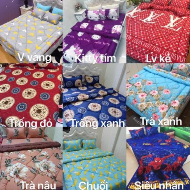 Bộ GA chun kèm 2 vỏ GỐI cotton POLY, giá xả kho. Khách được chọn mẫu