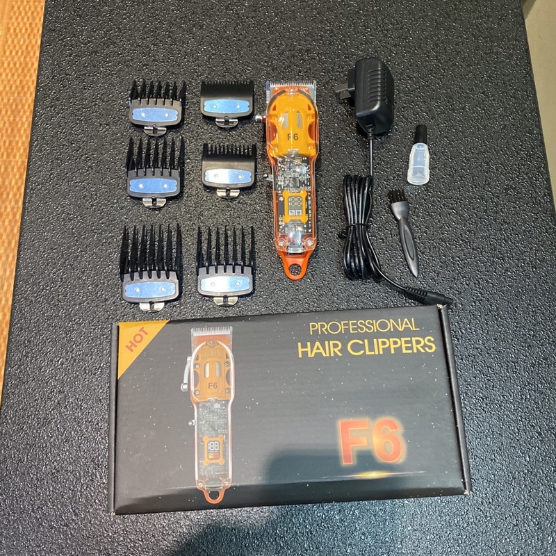 Tông Đơ Cắt Tóc POP F6 Lưỡi Đơn Lưỡi Kép 10W Dung Lượng Pin 2500mah Lưỡi Kép Thép 6 Cữ Gá Thép