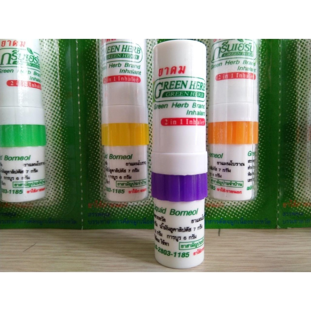 Ống Hít 2 Đầu Thông Mũi và Dầu Xoa Green Herb Thái Lan Inhaler