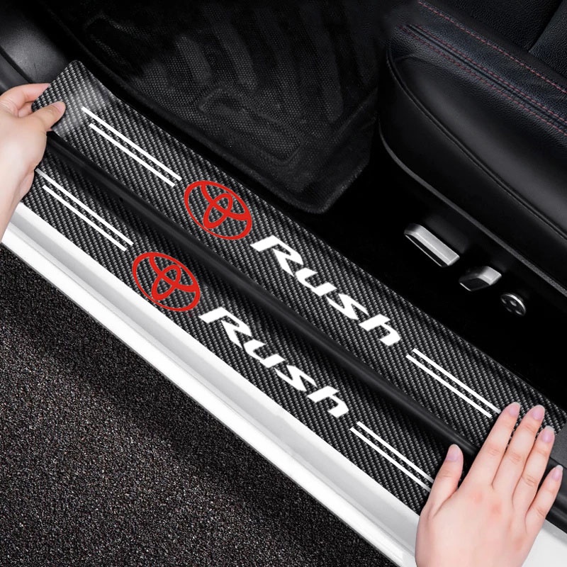 Miếng Dán Cửa Xe Hơi Bằng Da Dày Dặn Chống Trầy Xước Họa Tiết Sợi carbon Sang Trọng Cho Toyota Rush