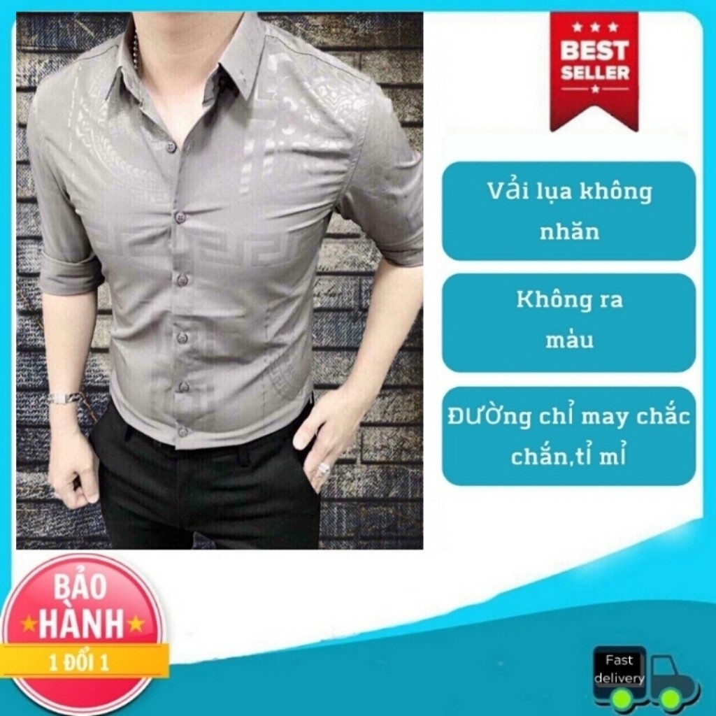 Áo Sơ mi nam [FREESHIP] Sơ mi nam chất lụa dài tay họa tiết HOA VĂN CHÌM VER cao cấp | BigBuy360 - bigbuy360.vn