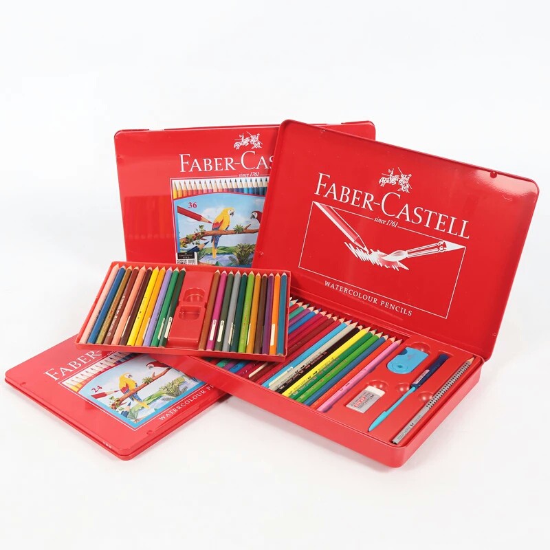 (Kèm quà tặng) Bộ màu chì nước Faber Castell HongKong 48 /60 /72 màu hộp thiếc
