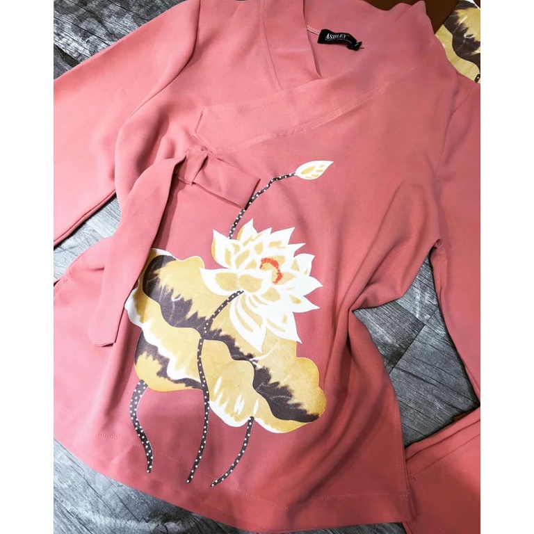 ĐỒ LAM ĐI CHÙA Thêu Sen Tim Nơ S7