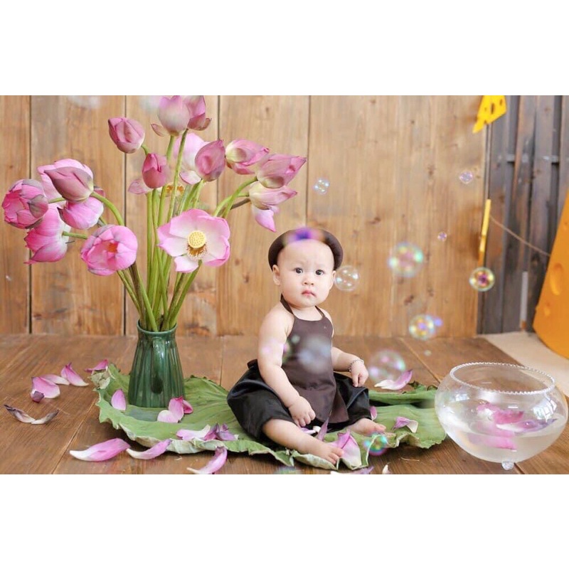 yếm nâu cho bé gái full set (Ảnh thật)