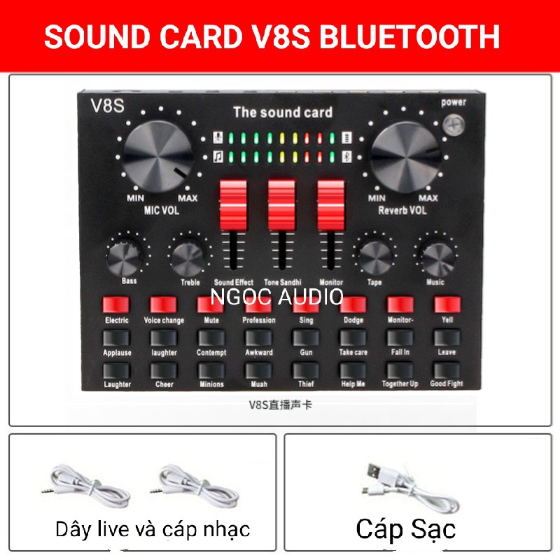 [Mã ELHACE giảm 4% đơn 300K] Combo thu âm hát karoke live stream Soundcard V8S và Mic BM900 tặng tai phone