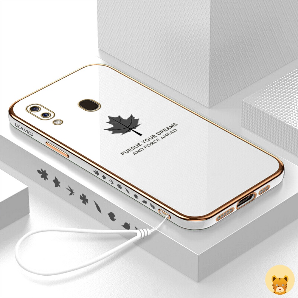 Ốp Điện Thoại Mềm Mạ Họa Tiết Sang Trọng Kèm Dây Đeo Cho Samsung A20 A30