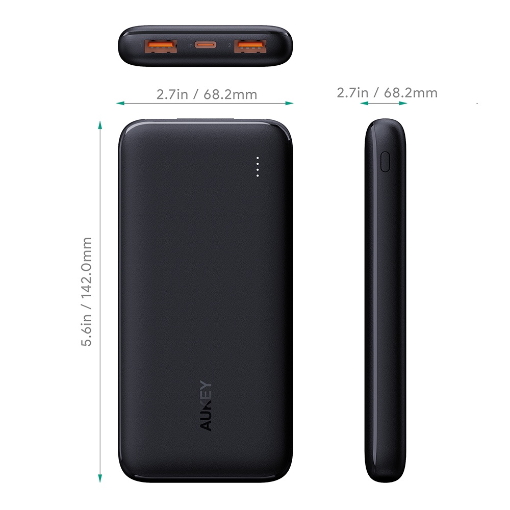 [Mã ELBAU150 giảm 8% đơn 500K] Sạc dự phòng AUKEY PB-N73 - 10.000mAh, sạc nhanh 2.4A, siêu mỏng - Hàng chính hãng