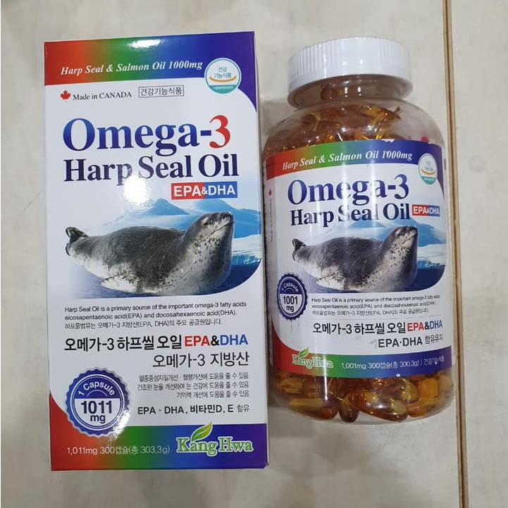 Tinh Dầu Omega 3 Harp Seal Oil 1000mg Tinh Dầu Hải Cẩu Hỗ Trợ Tim Mạch, Thần Kinh, Bổ Mắt 300 Viên