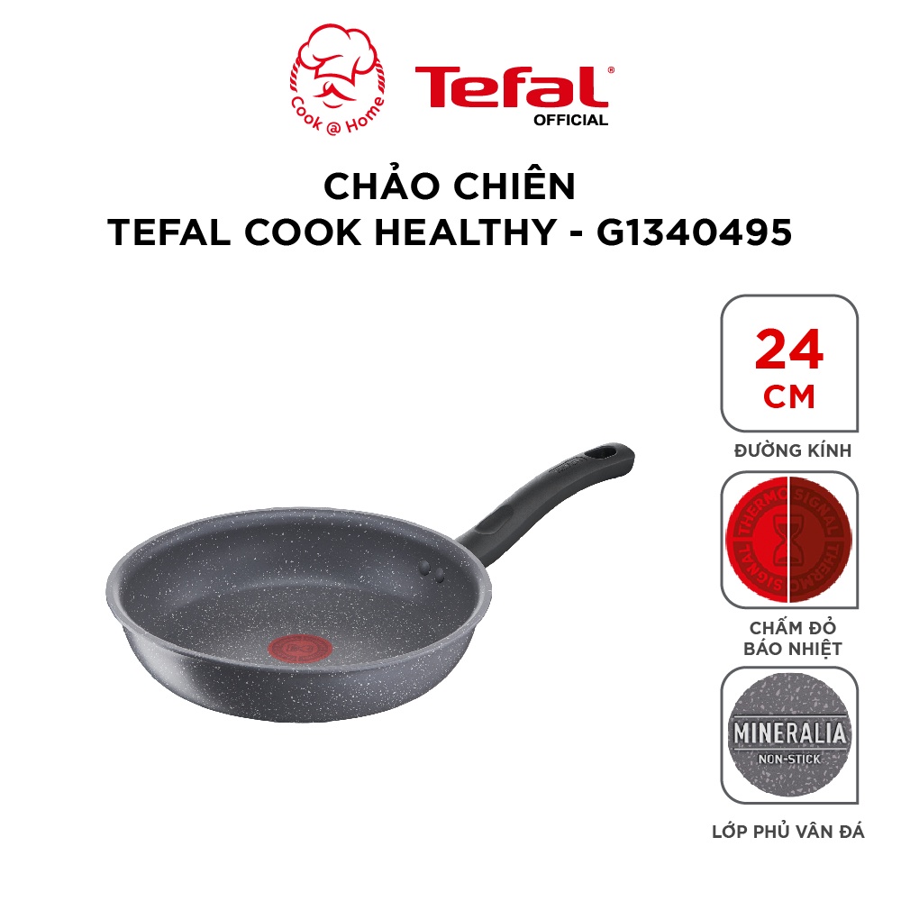 Chảo chống dính vân đá Tefal Cook Healthy dùng cho bếp từ size 24cm/ 28cm - Bảo hành 2 năm