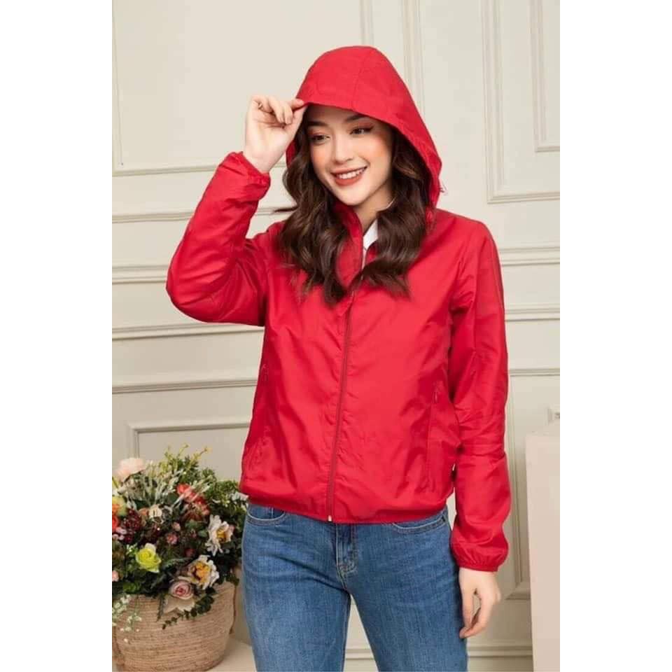 Áo Khoác Gió Vân Gạo Nhật Nữ [FREESHIP] 🌺 Jacket túi khóa basic lót lưới thoáng khí màu ĐEN | HỒNG | ĐỎ | GHI | V | BigBuy360 - bigbuy360.vn