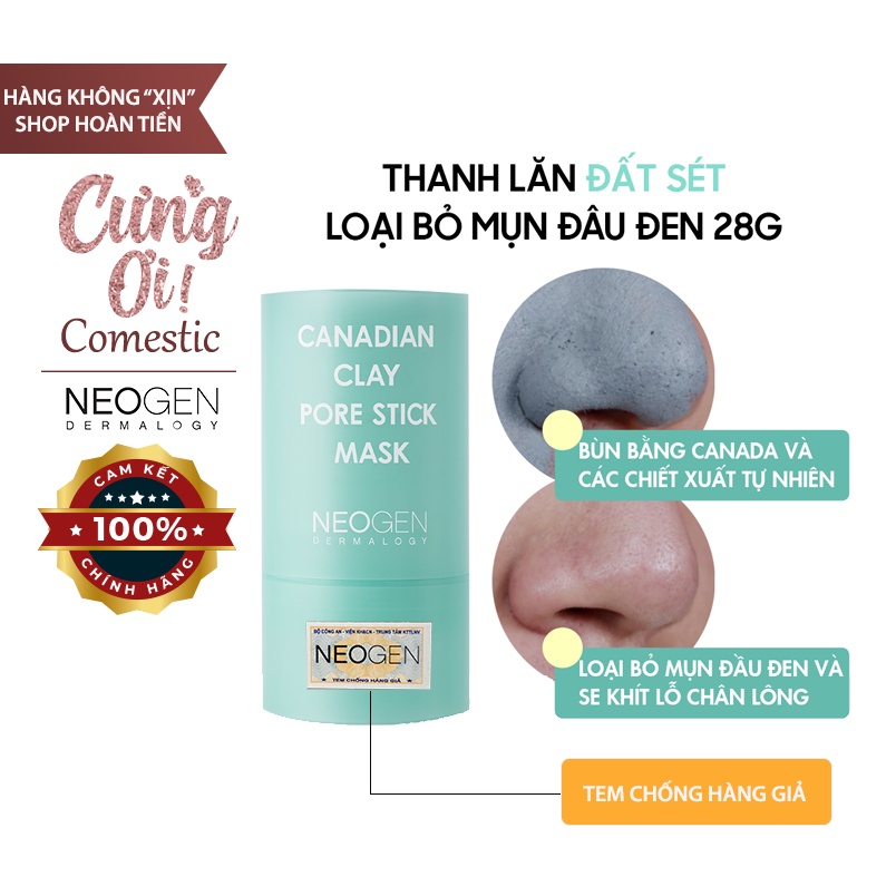 [TẶNG KHẨU TRANG] Gel Lăn Giảm Mụn Đầu Đen Đất Sét Canada Neogen