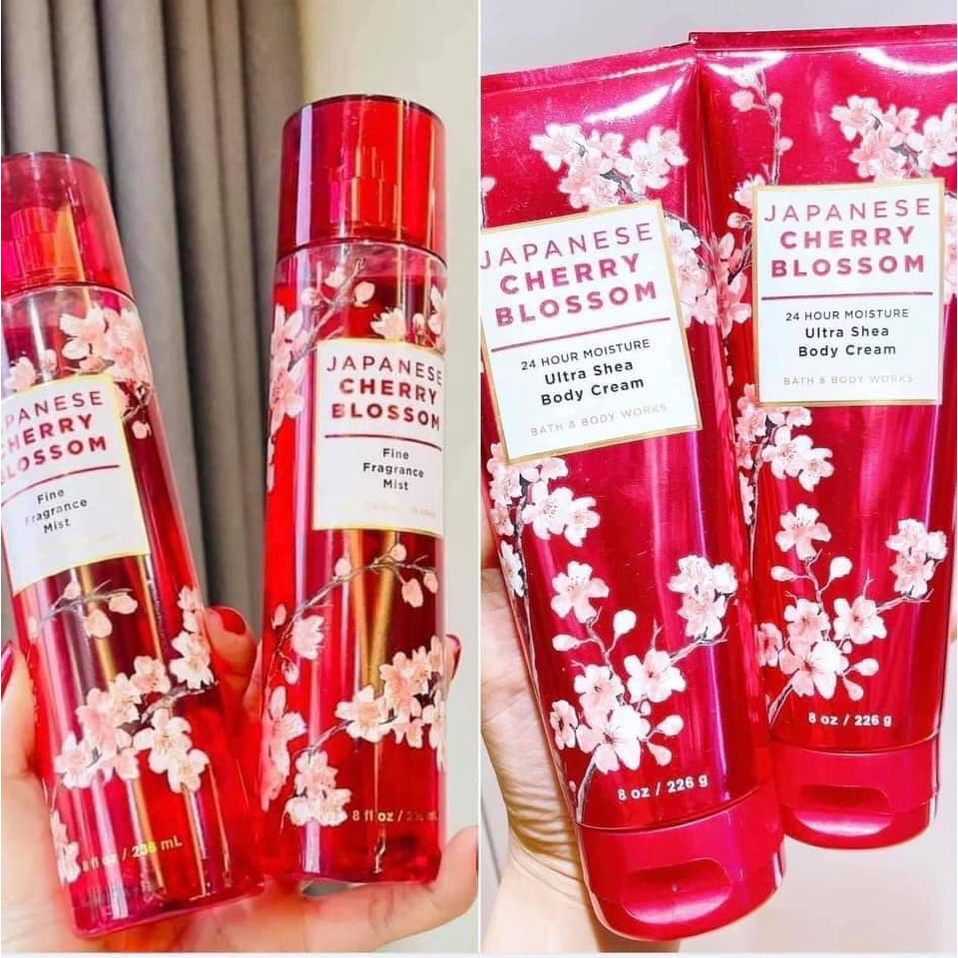 BỘ ĐÔI KEM DƯỠNG THỂ VÀ XỊT THƠM BATH &amp; BODY WORKS JAPANESE CHERRY BLOSSOM