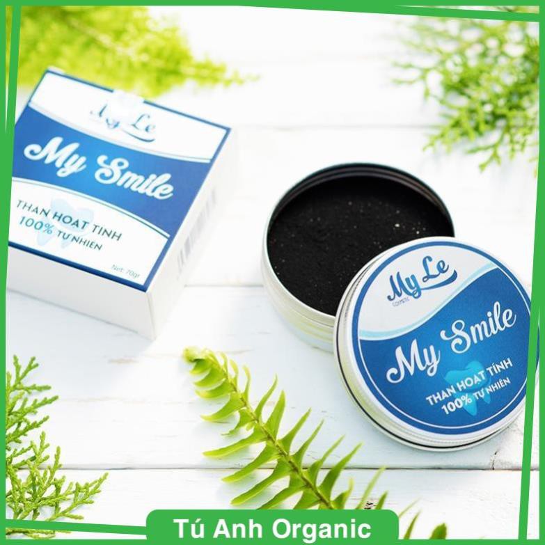 - Trắng răng than hoạt tính My Smile 70gr, bột đánh răng làm trắng răng từ than hoạt tính .
