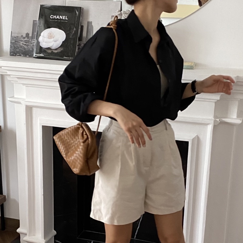 ÁO SƠ MI NỮ - HEE BY OHI - Màu Đen Cotton 100%